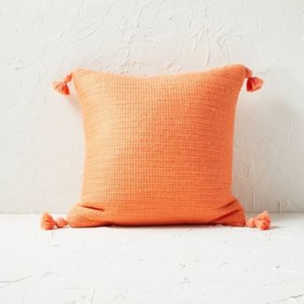 NWT Opalhouse Textured Solid Salmon Square Decorative Throw Pillows 2